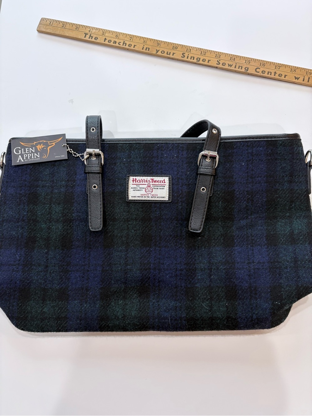 Harris Tweed Glen Appin Blackwatch Plaid Tote Bag